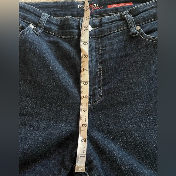 Style & Co Jeans Tummy Control Women's Dark Wash Cropped Jeans Size 12 - Picture 10 of 13